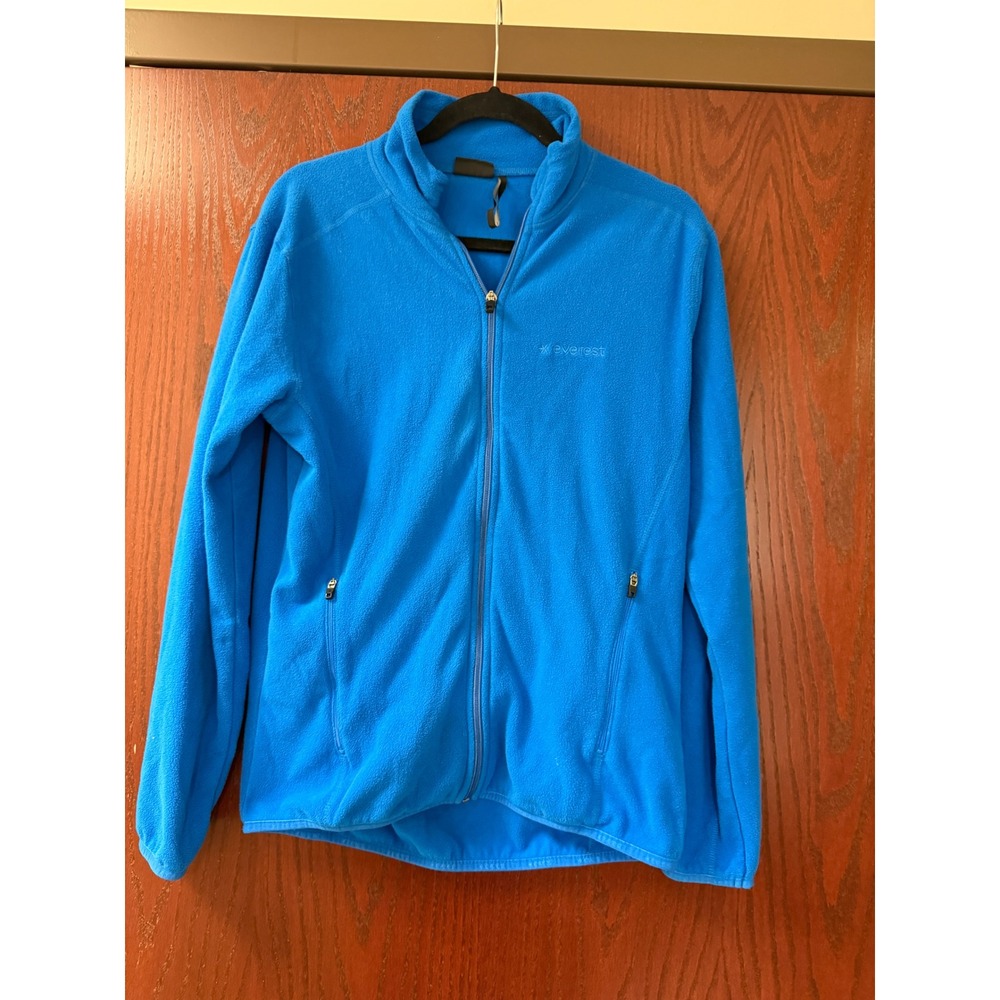 Everest Mens Blue Full Zip Fleece Jacket Mock Neck Size Medium Art 232368